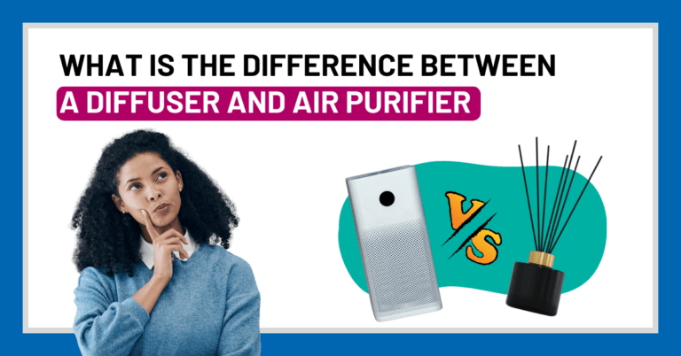 a woman wondering what's the difference between a diffuser and an air purifier