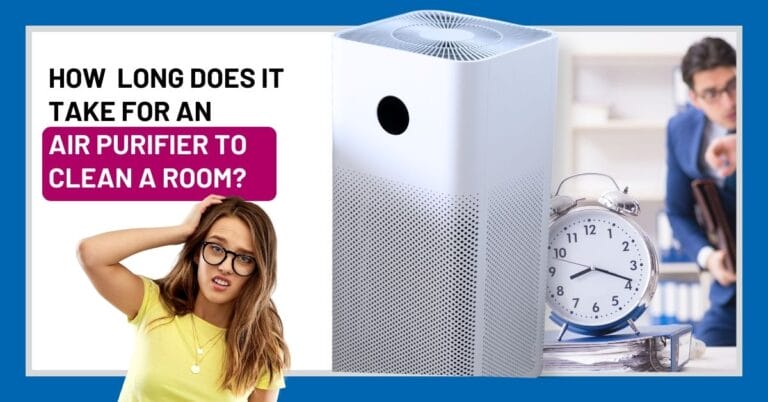 a woman wondering how long it takes for an air purifier to clean the room