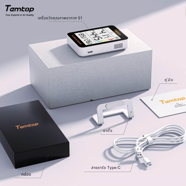 Temtop S1 - เครื่องวัดคุณภาพอากาศภายในอาคาร (PM2.5, AQI, ความชื้น, อุณหภูมิ) - Image 5