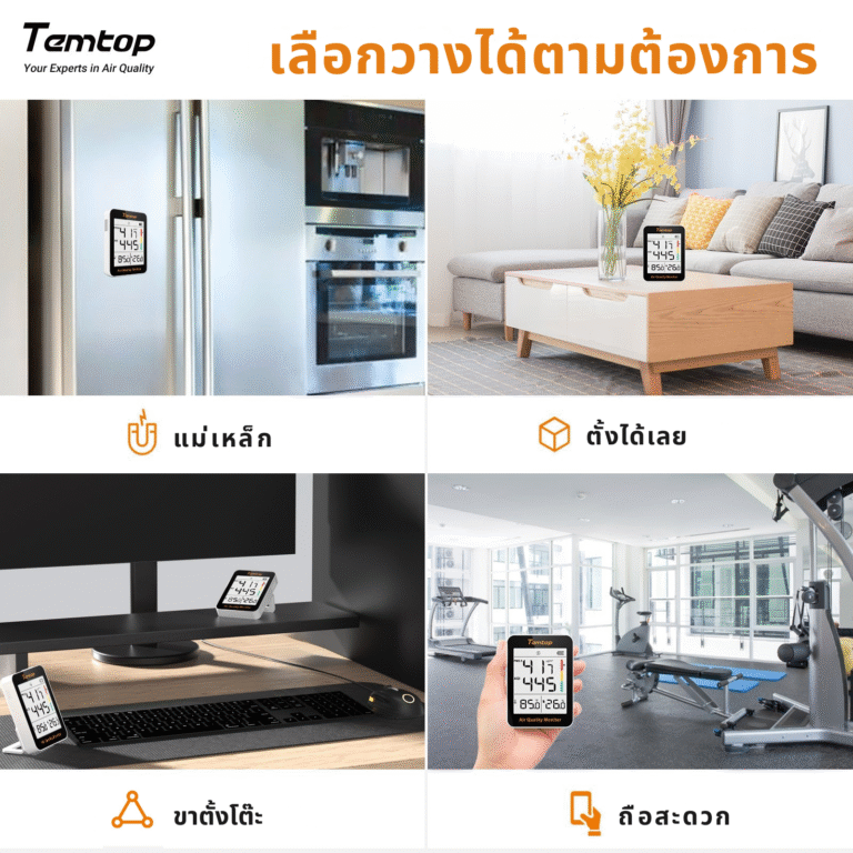 Temtop S1 - เครื่องวัดคุณภาพอากาศภายในอาคาร (PM2.5, AQI, ความชื้น, อุณหภูมิ) - Image 3