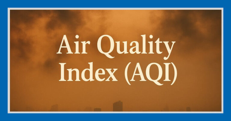 polluted sky with the word "Air Quality Index (AQI)" in the middle