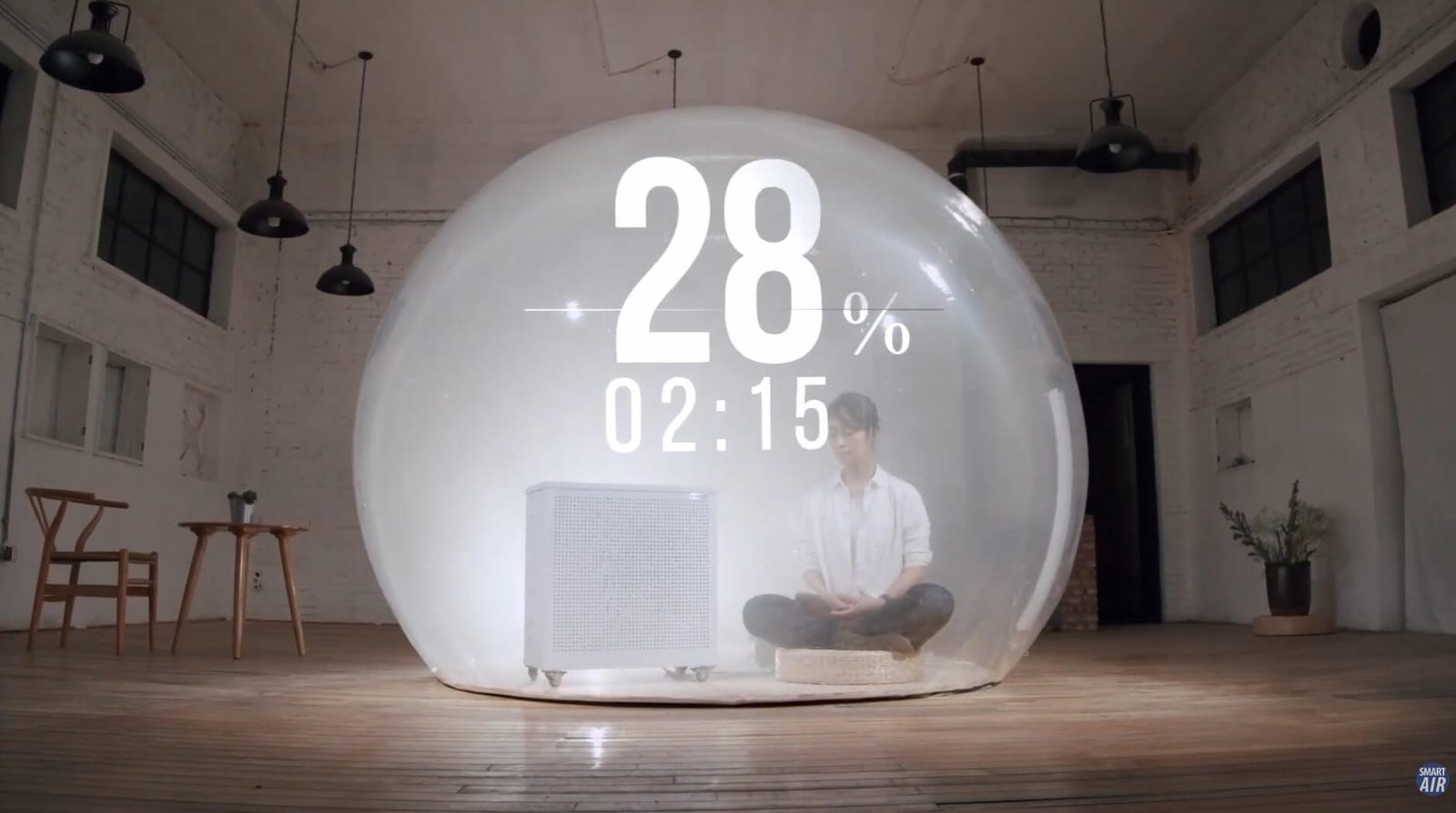 blast mini air purifier in a smoke box
