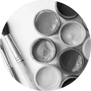a selection of paints on a table