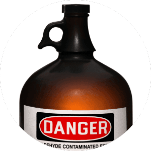 a bottle of formaldehyde on white background