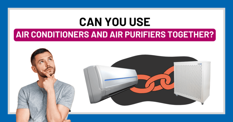 a graphic of a guy wondering if air purifiers and air conditioners can be used together
