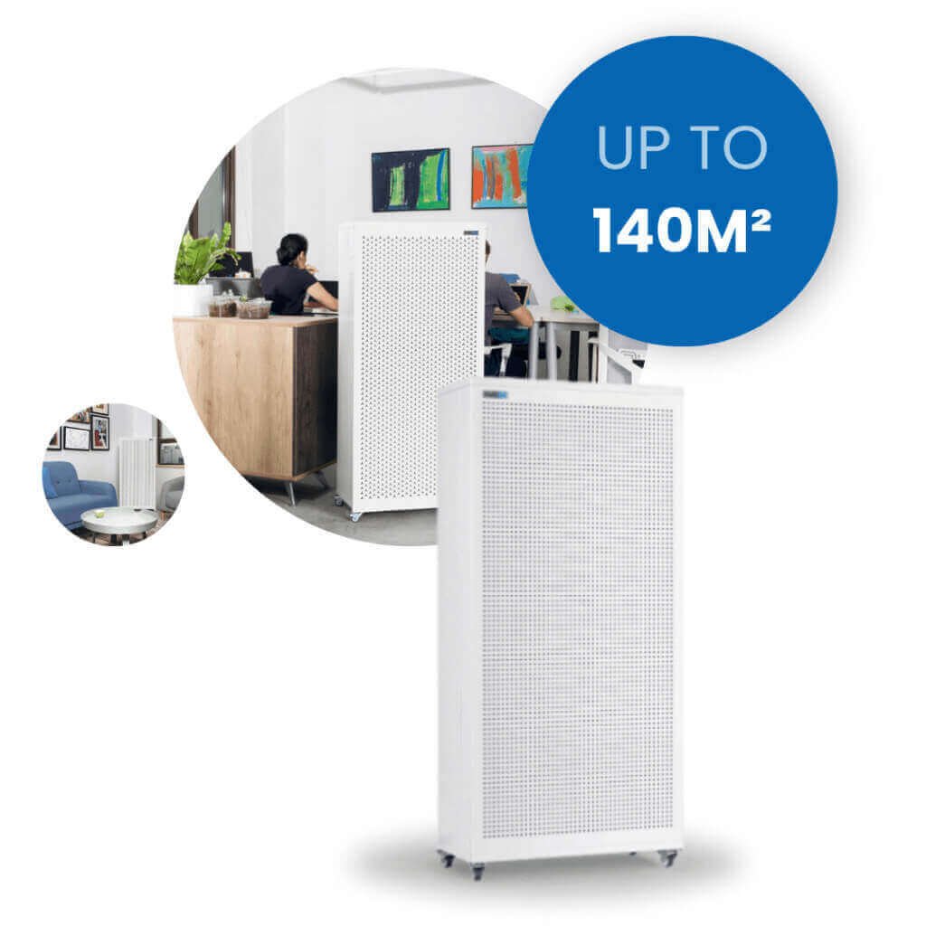 Blast cleans a room up to 140 sqm