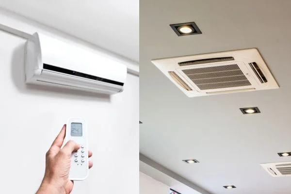 เครื่องปรับอากาศติดผนังติดกับระบบปรับอากาศส่วนกลางในอาคารสำนักงาน