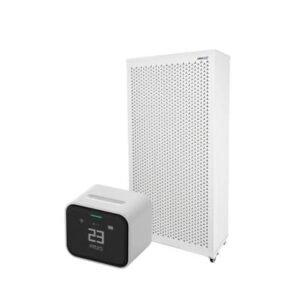 blast air purifier and qingping lite air monitor on white background