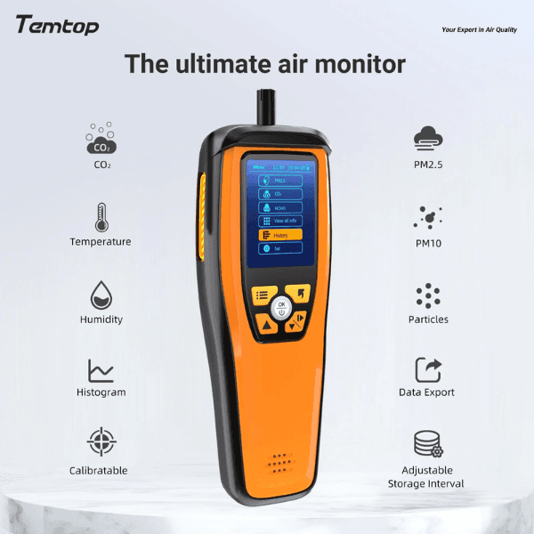 Temtop M2000 (2nd) - Indoor Air Quality Monitor (PM10, PM2.5, AQI, CO2, HCHO, Humidity, Temperature) - Image 4