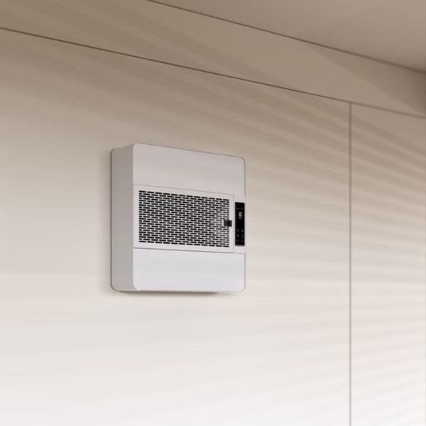 strato ceiling air purifier mounted to a wall