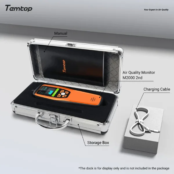 Temtop M2000 (2nd) - เครื่องวัด pm2.5 และคุณภาพอากาศในอาคาร (PM10, PM2.5, AQI, CO2, HCHO, ความชื้น และอุณหภูมิ) - Image 7