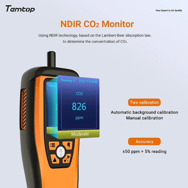 Temtop M2000 (2nd) - Indoor Air Quality Monitor (PM10, PM2.5, AQI, CO2, HCHO, Humidity, Temperature) - Image 9